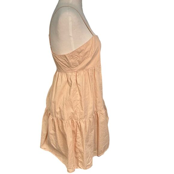 ASOS Design Womens Size 12 Cream Baby Doll Dress Side Zipper 100% Cotton - Picture 4 of 11